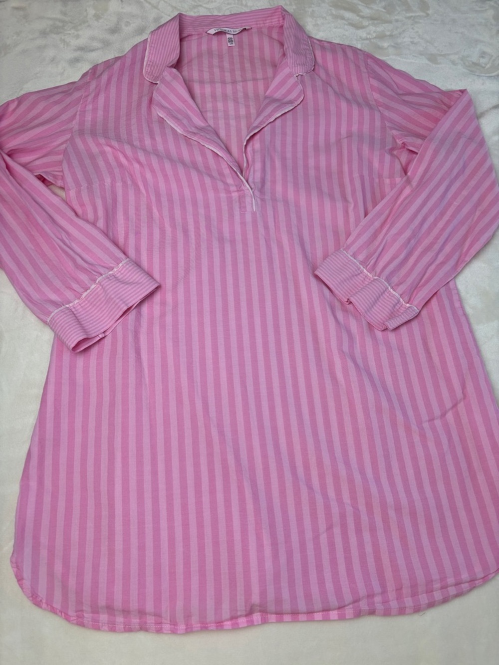 Women's VICTORIA'S SECRET Pink Striped Pajama Nightshirt Dress - Large